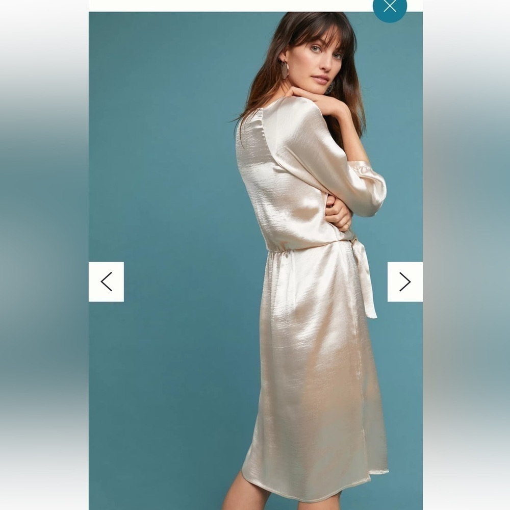 Anthropologie Maeve Metallic Tie Waist Dress Small NWT - Picture 3 of 16